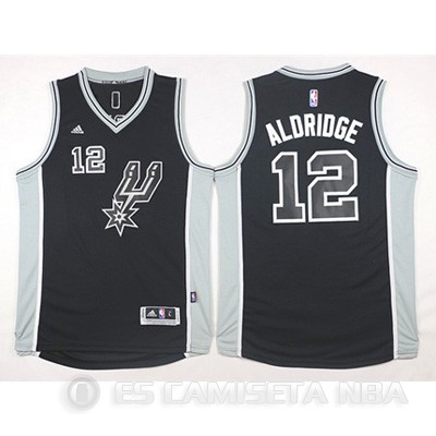 Camiseta Aldridge #12 San Antonio Spurs Negro - Haga un click en la imagen para cerrar